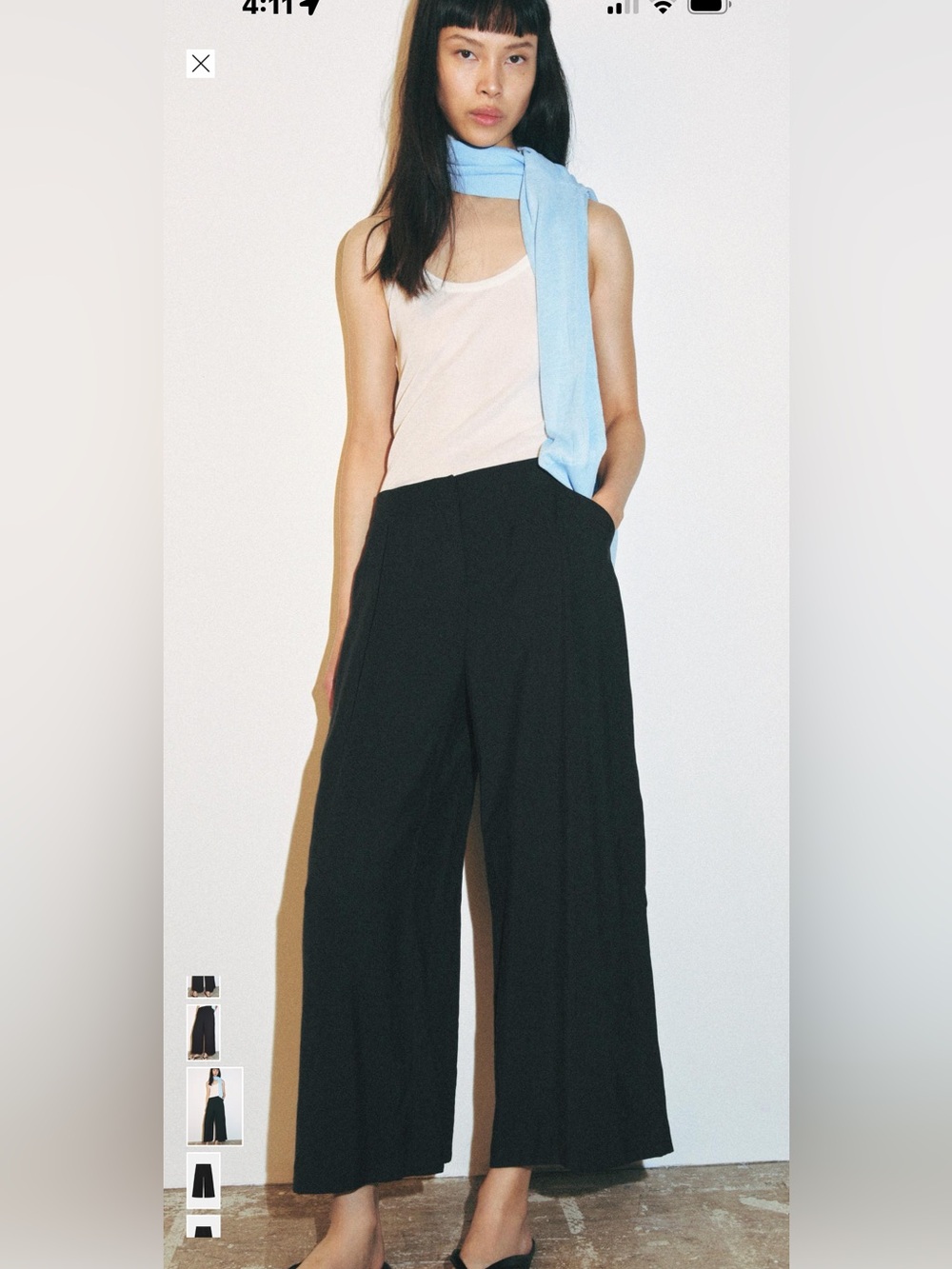 High-Rise Wide-Leg Black pleated culottes